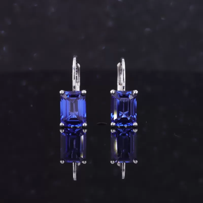 5×7mm Octagon Emerald Cut Lab Gemstones Diamond Earrings