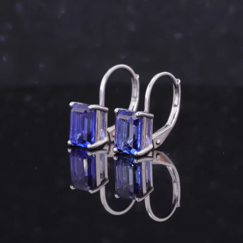 5×7mm Octagon Emerald Cut Lab Gemstones Diamond Earrings