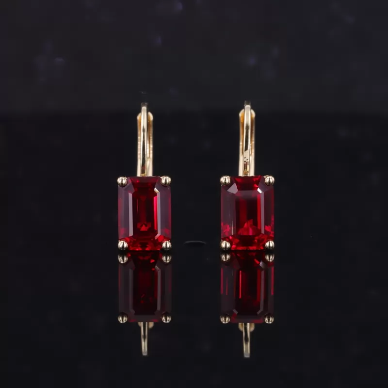 5×7mm Octagon Emerald Cut Lab Gemstones Diamond Earrings