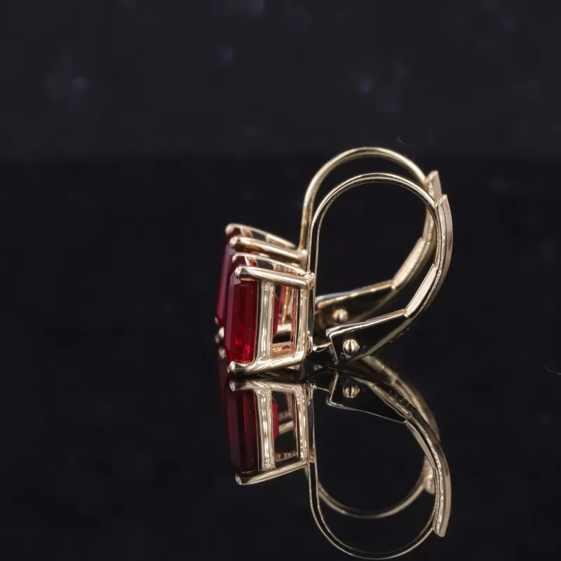 5×7mm Octagon Emerald Cut Lab Gemstones Diamond Earrings