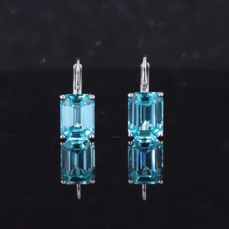 6×8mm Octagon Emerald Cut Lab Gemstones Diamond Earrings