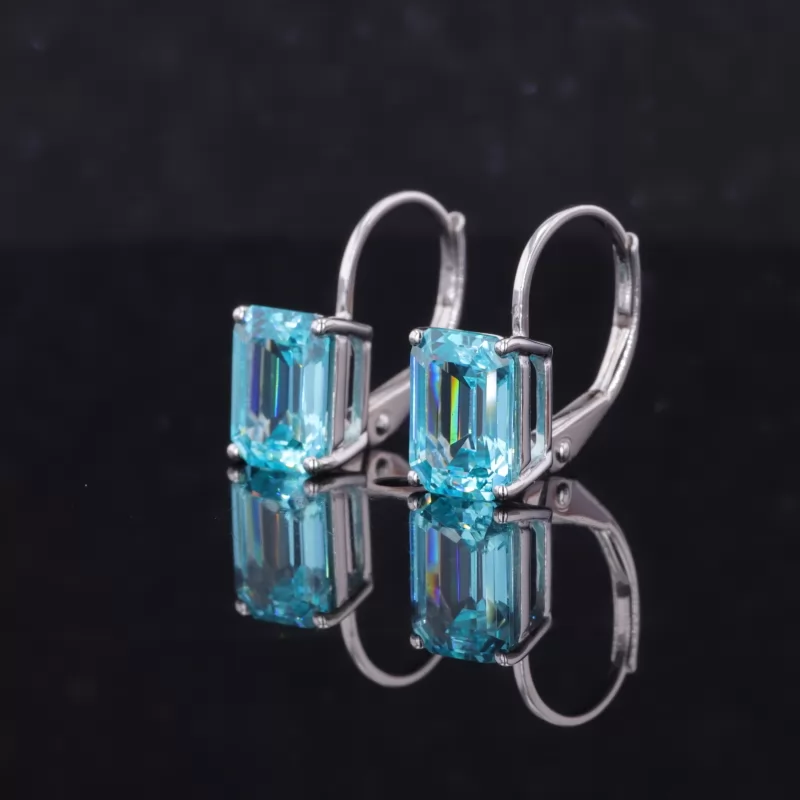 6×8mm Octagon Emerald Cut Lab Gemstones Diamond Earrings