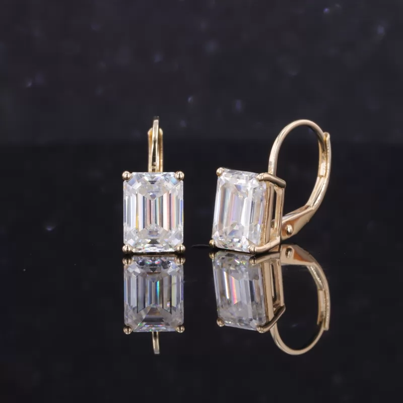 6×8mm Octagon Emerald Cut Lab Gemstones Diamond Earrings