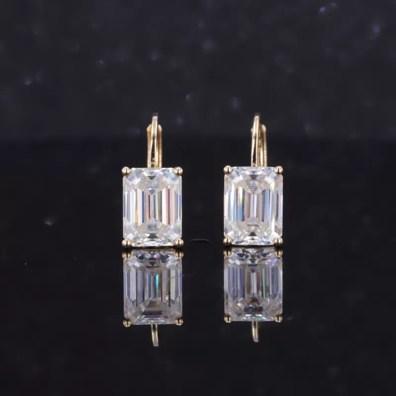 6×8mm Octagon Emerald Cut Lab Gemstones Diamond Earrings