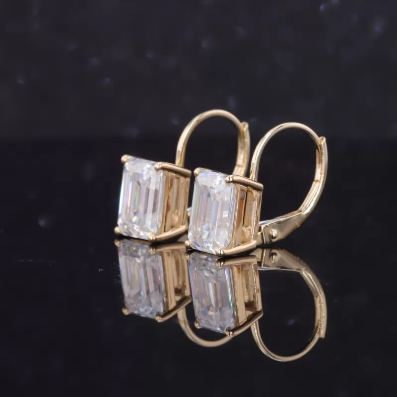 6×8mm Octagon Emerald Cut Lab Gemstones Diamond Earrings