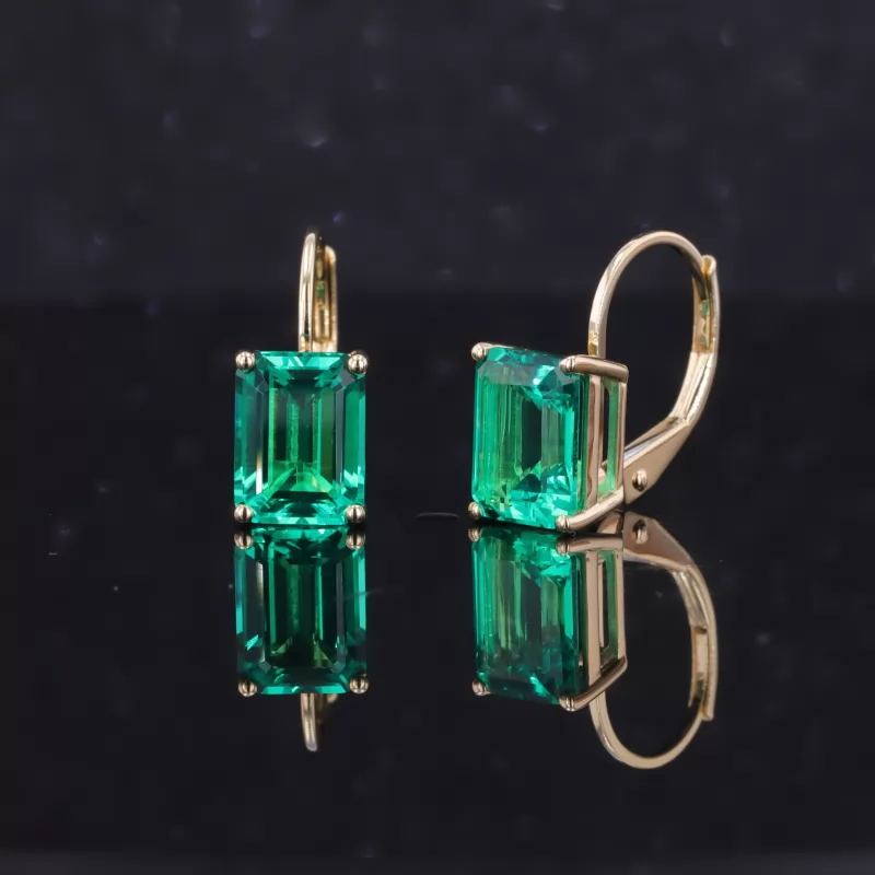 6×8mm Octagon Emerald Cut Lab Gemstones Diamond Earrings