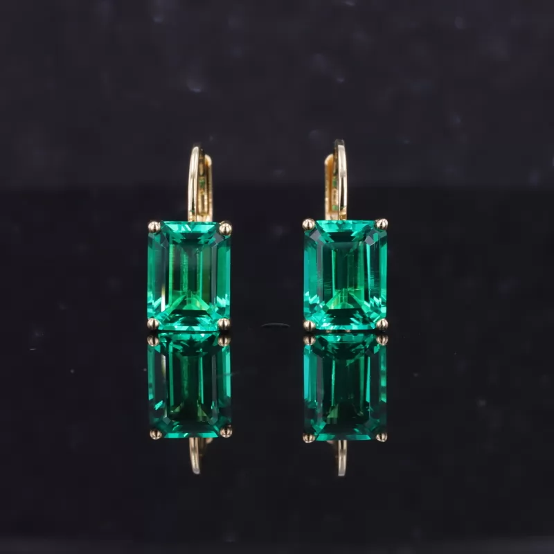 6×8mm Octagon Emerald Cut Lab Gemstones Diamond Earrings