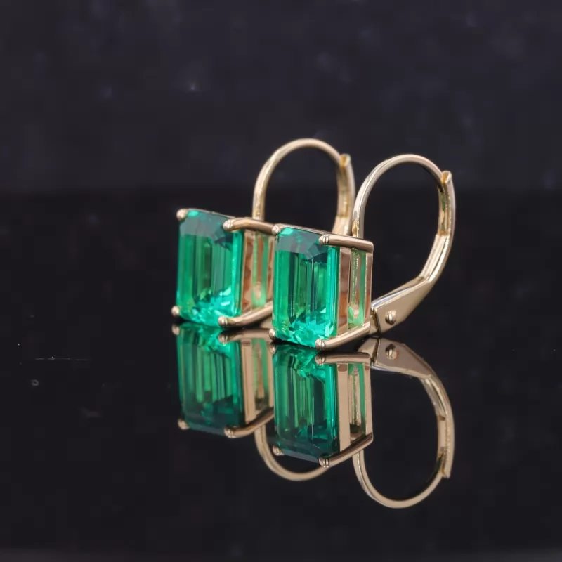 6×8mm Octagon Emerald Cut Lab Gemstones Diamond Earrings