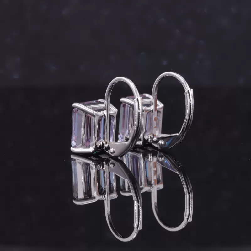 6×8mm Octagon Emerald Cut Lab Gemstones Diamond Earrings