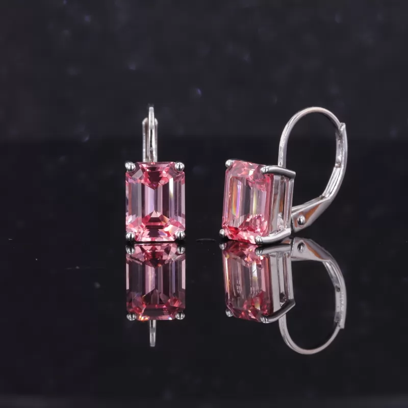 6×8mm Octagon Emerald Cut Lab Gemstones Diamond Earrings