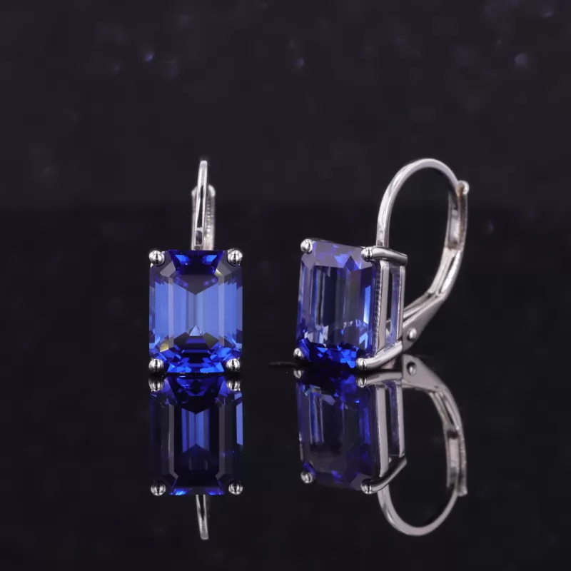 6×8mm Octagon Emerald Cut Lab Gemstones Diamond Earrings