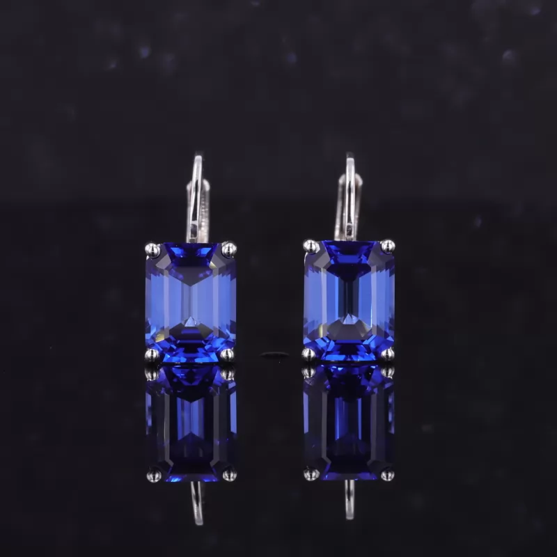 6×8mm Octagon Emerald Cut Lab Gemstones Diamond Earrings