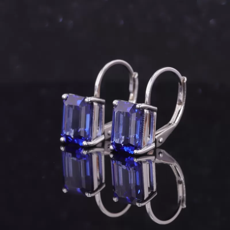 6×8mm Octagon Emerald Cut Lab Gemstones Diamond Earrings