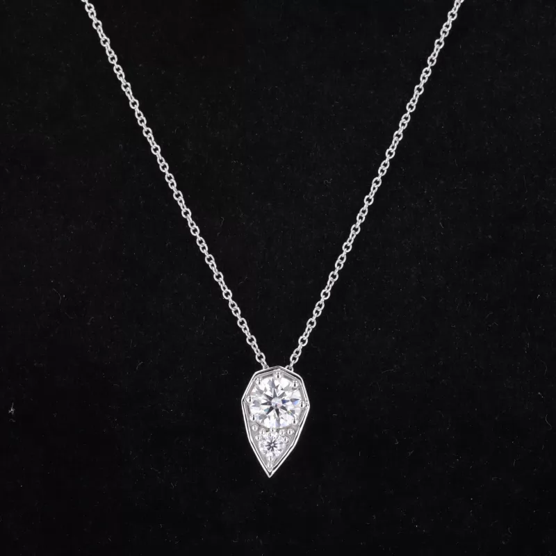 6mm Round Brilliant Cut Moissanite 14K White Gold Diamond Pendant Necklace