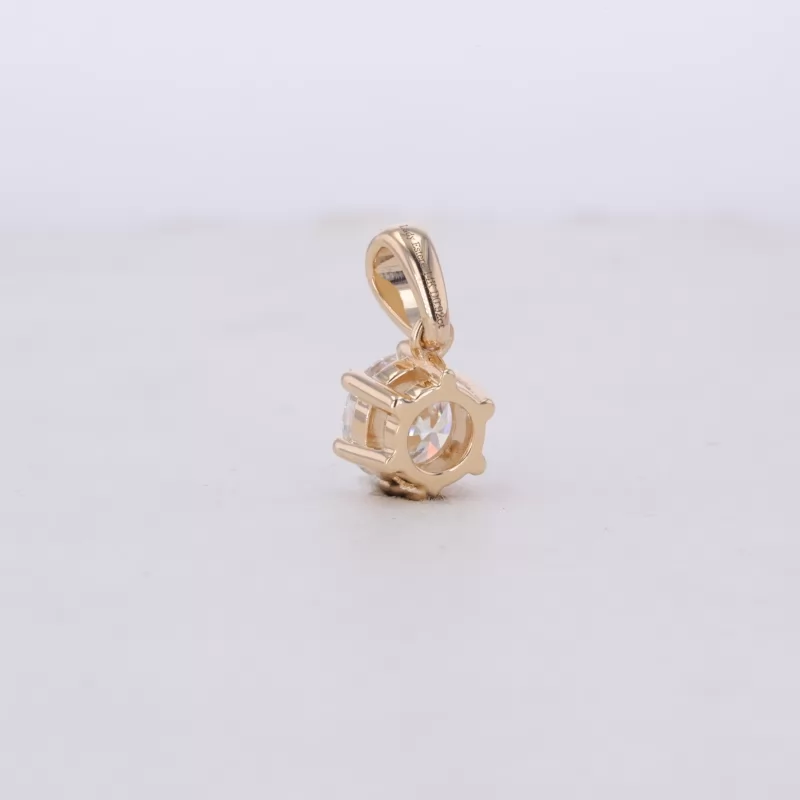 6.5mm Round Brilliant Cut Moissanite 14K Yellow Gold Diamond Pendant