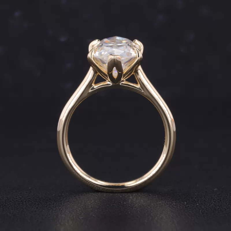 7.5×14mm Special Cut Hexagon Shape Moissanite 10K Yellow Gold Solitaire Engagement Ring