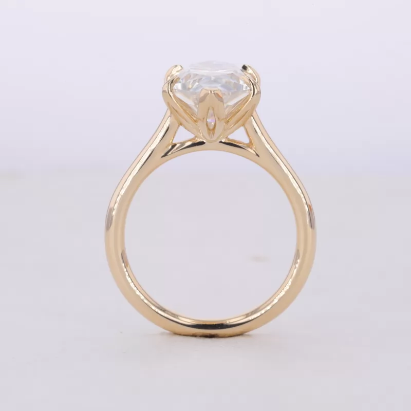 7.5×14mm Special Cut Hexagon Shape Moissanite 10K Yellow Gold Solitaire Engagement Ring