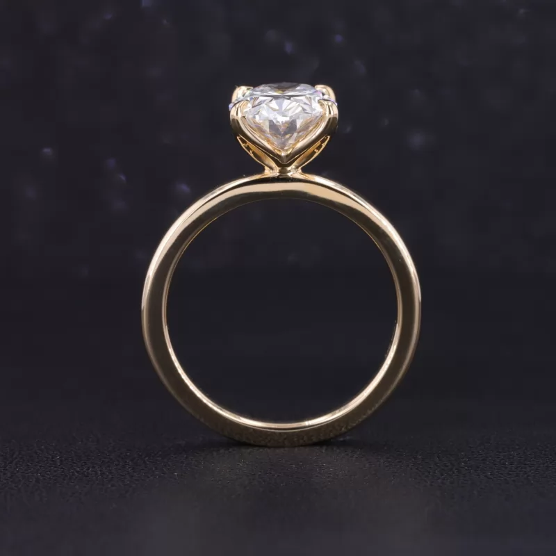 10.84×7.77mm Oval Cut Lab Grown Diamond 14K Yellow Gold Solitaire Engagement Ring