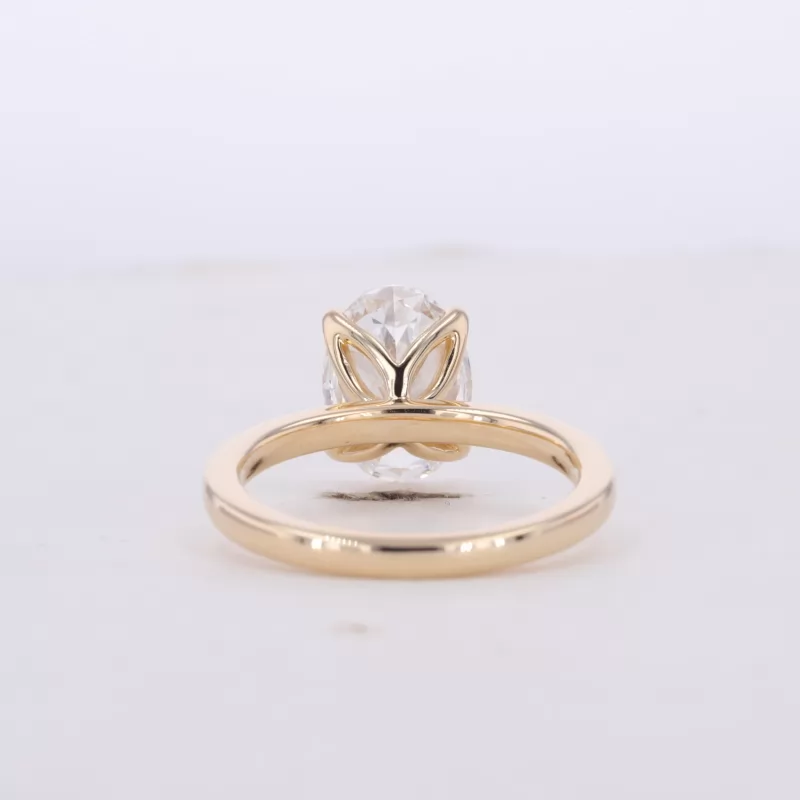 10.84×7.77mm Oval Cut Lab Grown Diamond 14K Yellow Gold Solitaire Engagement Ring