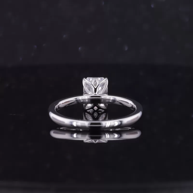 7.64×5.58mm Octagon Emerald Cut Lab Grown Diamond 18K White Gold Solitaire Engagement Ring