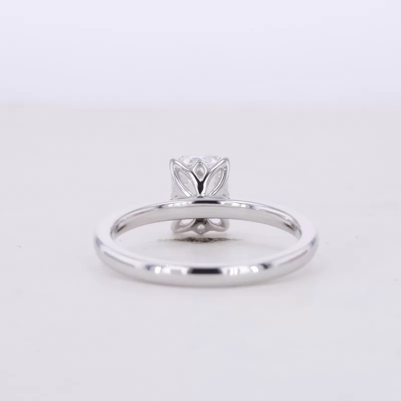 7.64×5.58mm Octagon Emerald Cut Lab Grown Diamond 18K White Gold Solitaire Engagement Ring
