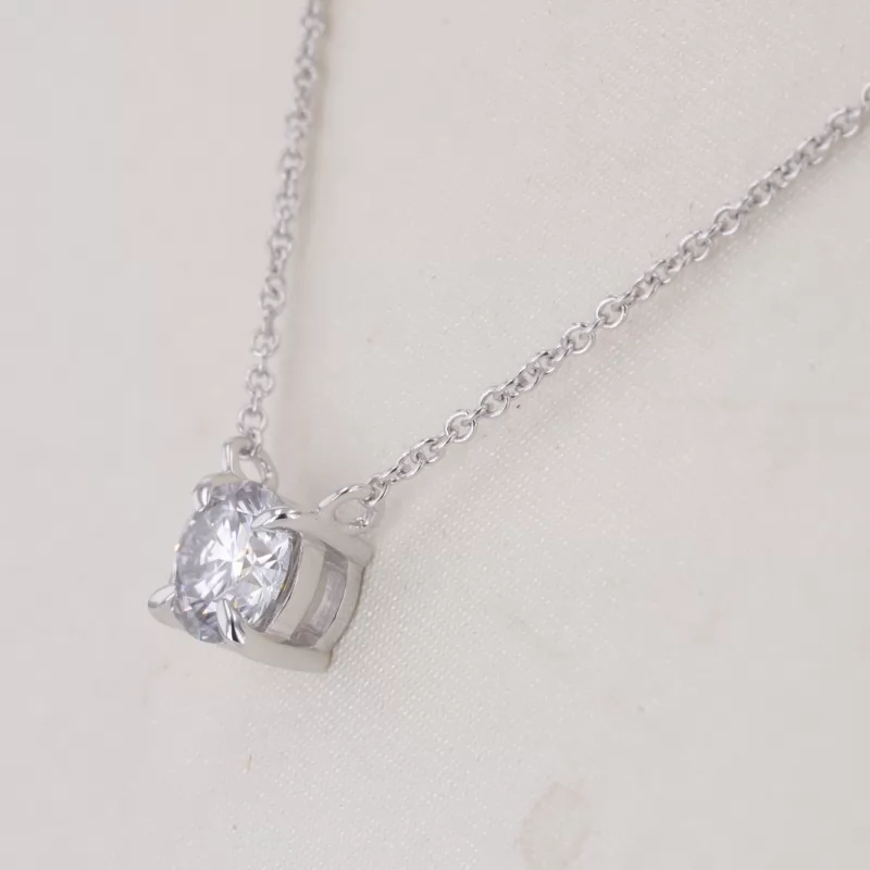 5.12mm Round Brilliant Cut Lab Grown Diamond 10K White Gold Diamond Pendant Necklace