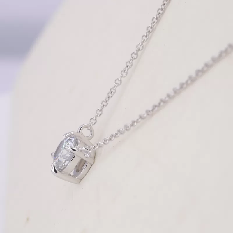 5.12mm Round Brilliant Cut Lab Grown Diamond 10K White Gold Diamond Pendant Necklace