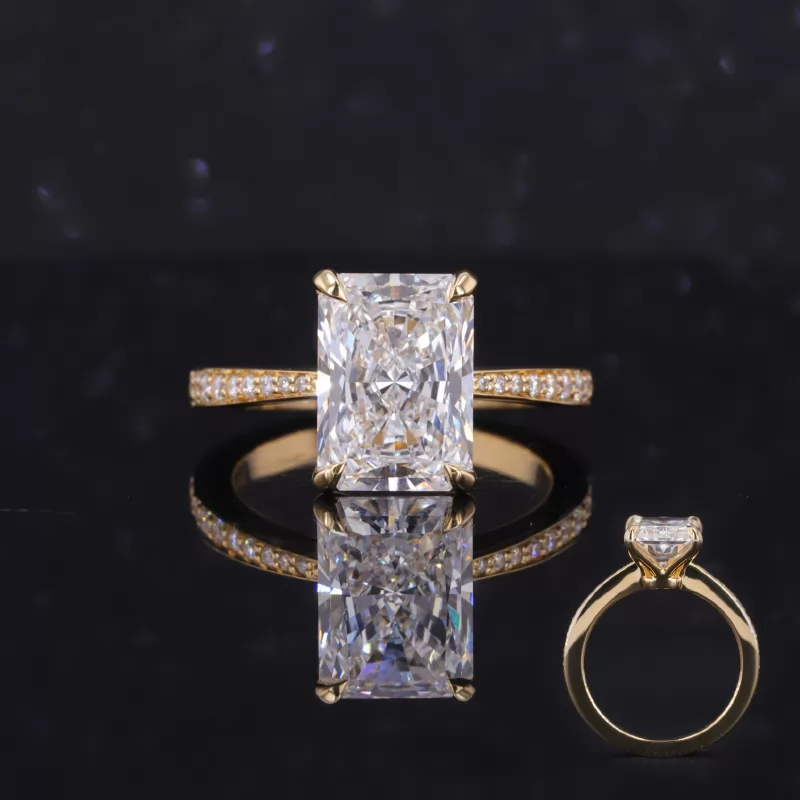 10.12×7.25mm Radiant Cut Lab Grown Diamond 18K Yellow Gold Channel Set Engagement Ring