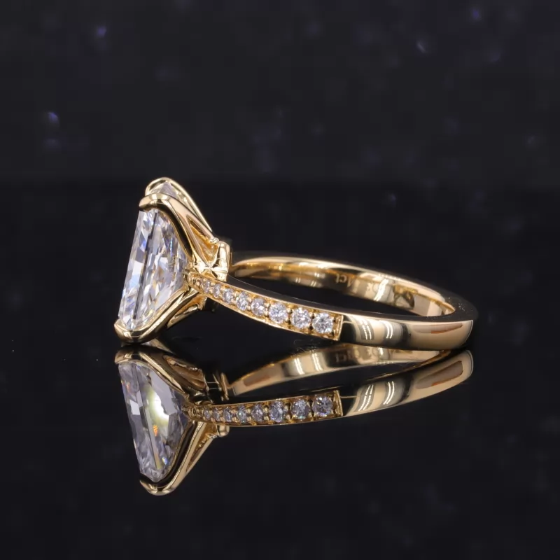 10.12×7.25mm Radiant Cut Lab Grown Diamond 18K Yellow Gold Channel Set Engagement Ring