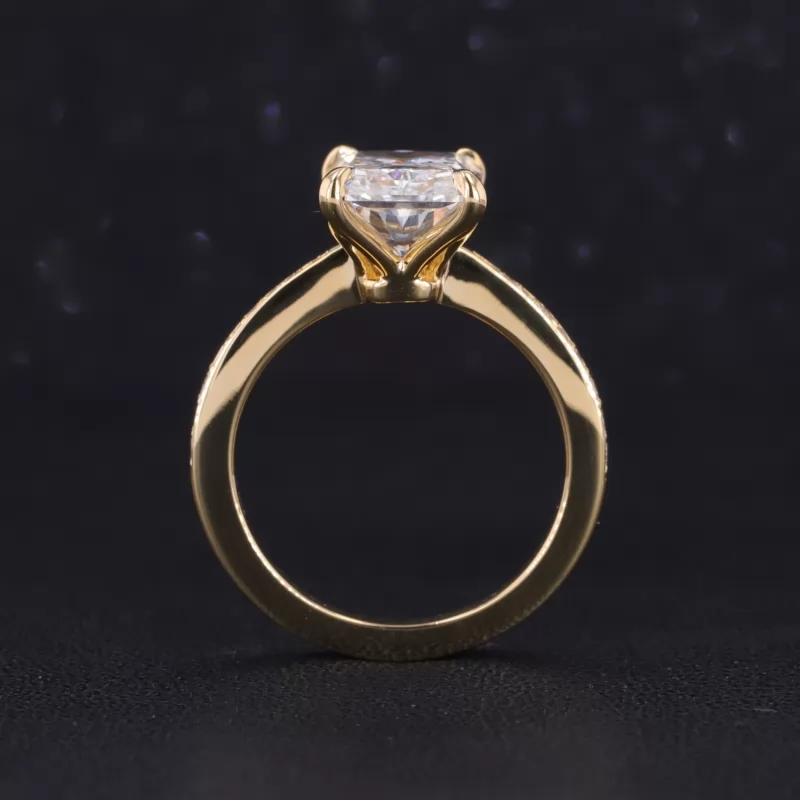 10.12×7.25mm Radiant Cut Lab Grown Diamond 18K Yellow Gold Channel Set Engagement Ring