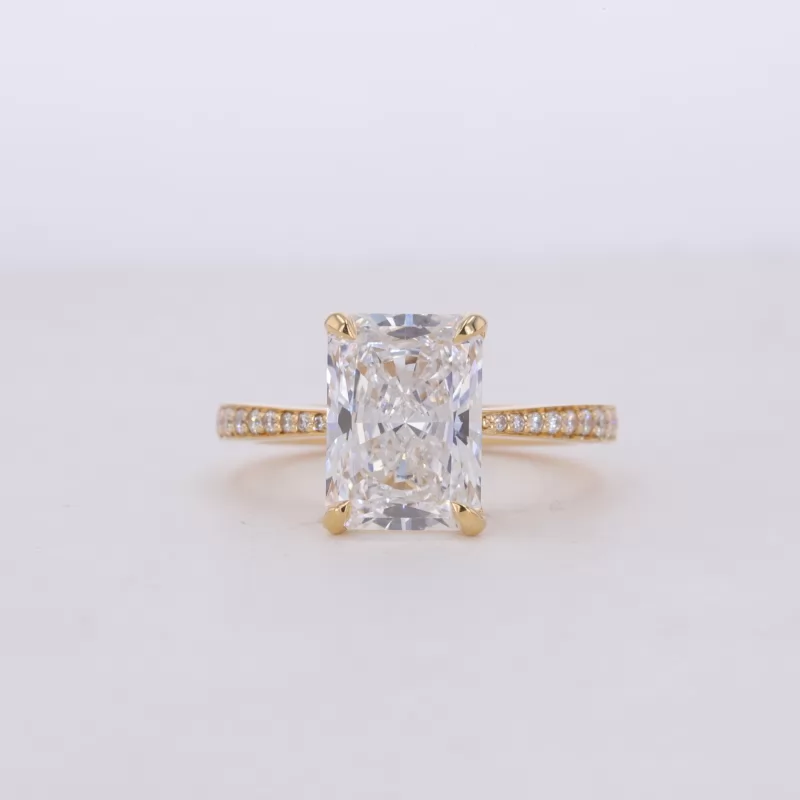 10.12×7.25mm Radiant Cut Lab Grown Diamond 18K Yellow Gold Channel Set Engagement Ring