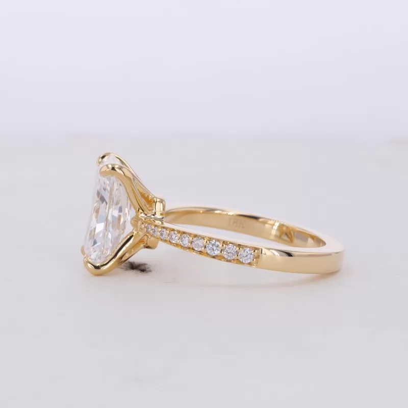 10.12×7.25mm Radiant Cut Lab Grown Diamond 18K Yellow Gold Channel Set Engagement Ring