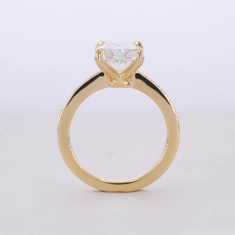 10.12×7.25mm Radiant Cut Lab Grown Diamond 18K Yellow Gold Channel Set Engagement Ring