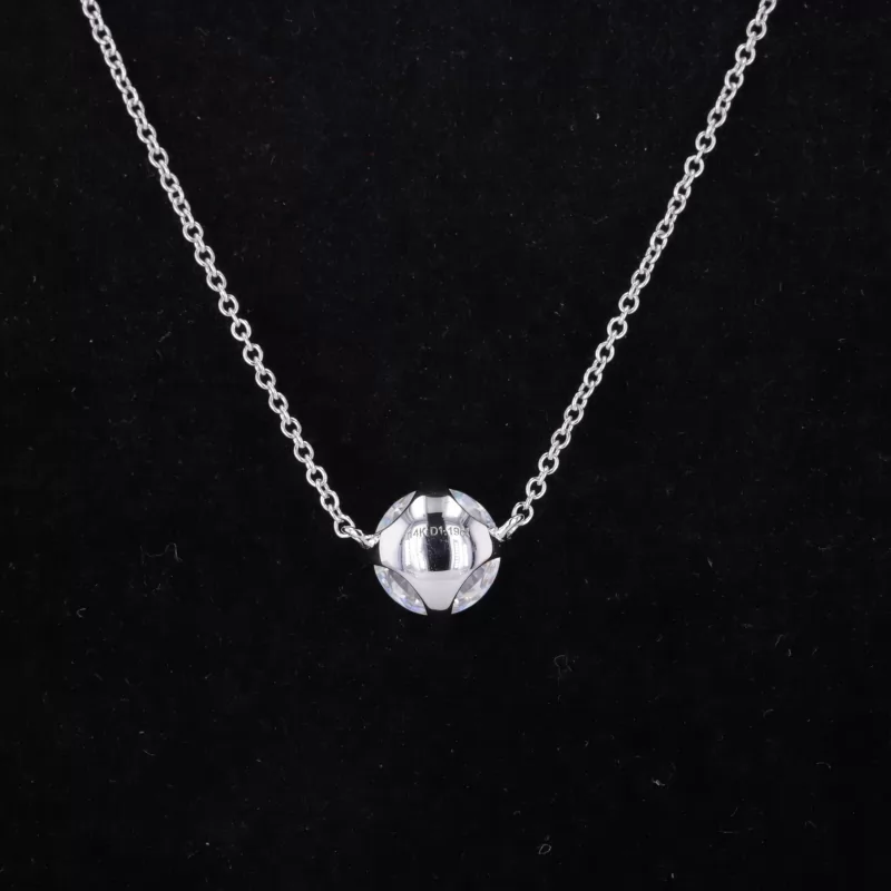 7mm Round Brilliant Cut Moissanite 14K White Gold Diamond Pendant Necklace