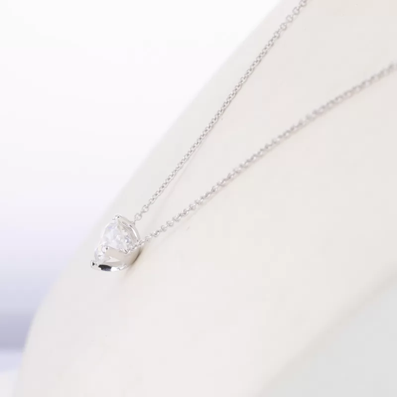 7mm Round Brilliant Cut Moissanite 14K White Gold Diamond Pendant Necklace