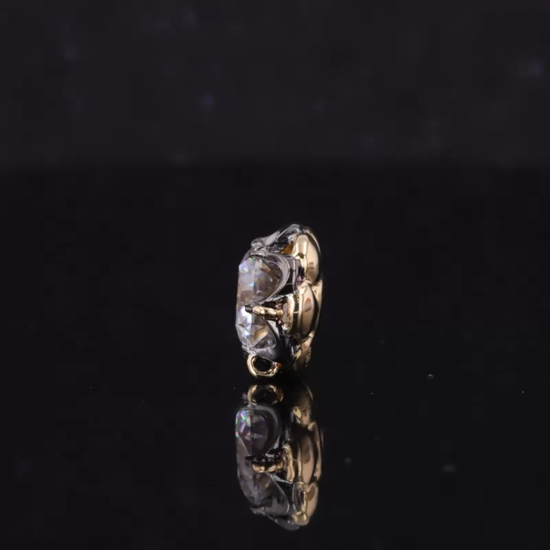 6.5mm Round Brilliant Cut Moissanite 14K Yellow Gold Diamond Pendant