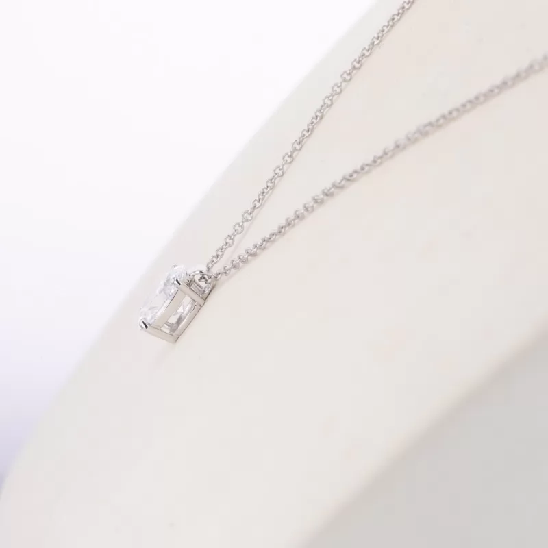 8.24×5.61mm Oval Cut Lab Grown Diamond 18K White Gold Diamond Pendant Necklace