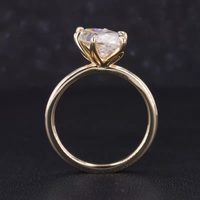 6.5×13mm Marquise Cut Moissanite 10K Yellow Gold Solitaire Engagement Ring