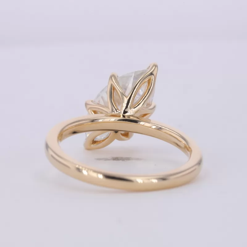 6.5×13mm Marquise Cut Moissanite 10K Yellow Gold Solitaire Engagement Ring