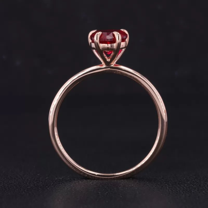 6×6mm Heart Cut Lab Grown Ruby 9K Rose Gold Solitaire Engagement Ring