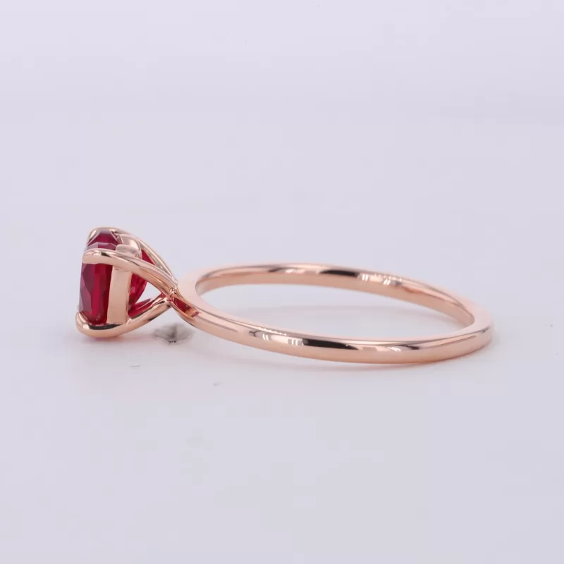 6×6mm Heart Cut Lab Grown Ruby 9K Rose Gold Solitaire Engagement Ring