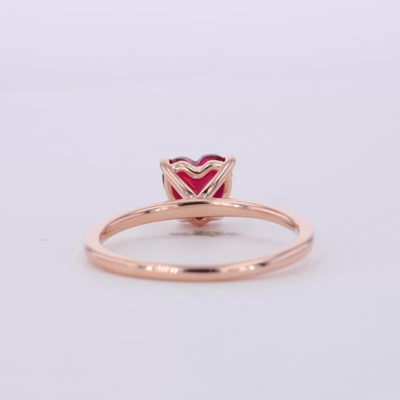 6×6mm Heart Cut Lab Grown Ruby 9K Rose Gold Solitaire Engagement Ring