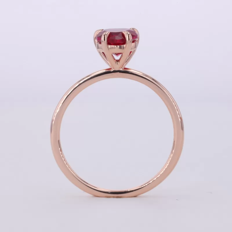 6×6mm Heart Cut Lab Grown Ruby 9K Rose Gold Solitaire Engagement Ring