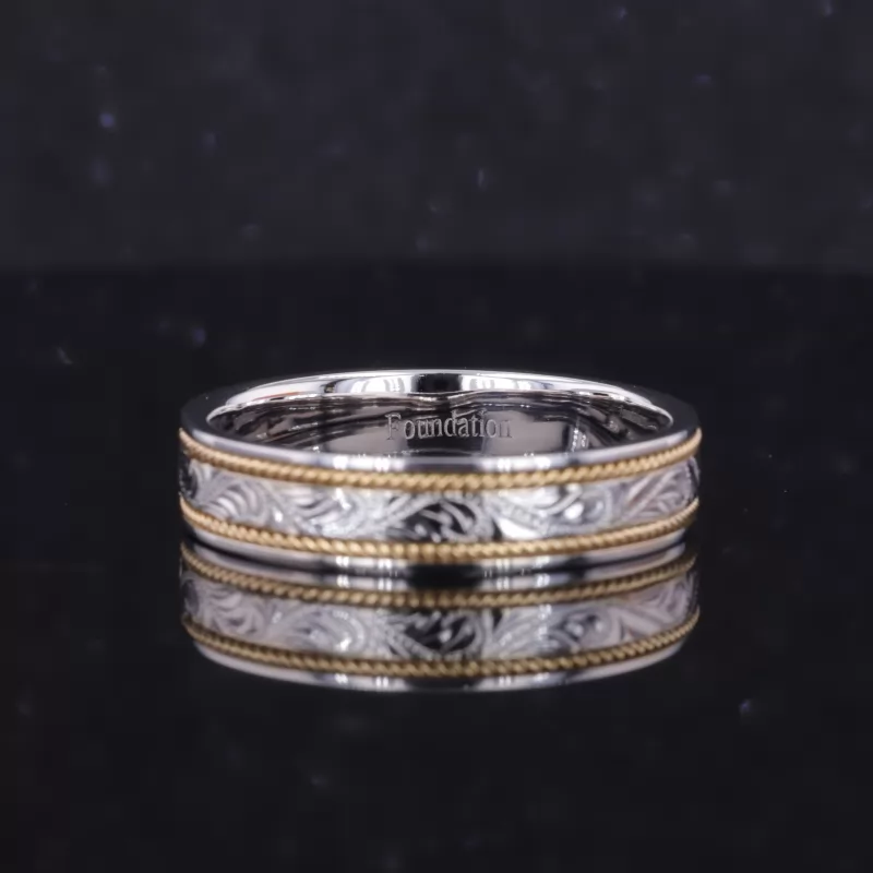 14K White Gold Vintage Script Ring