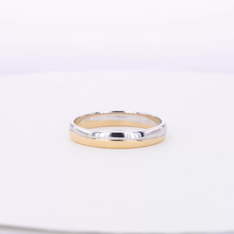 18K White & Yellow Gold Slightly Flat Comfort Fit Wedding Ring