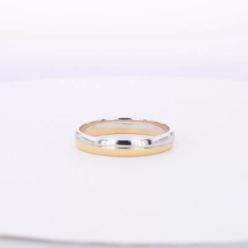 18K White & Yellow Gold Slightly Flat Comfort Fit Wedding Ring