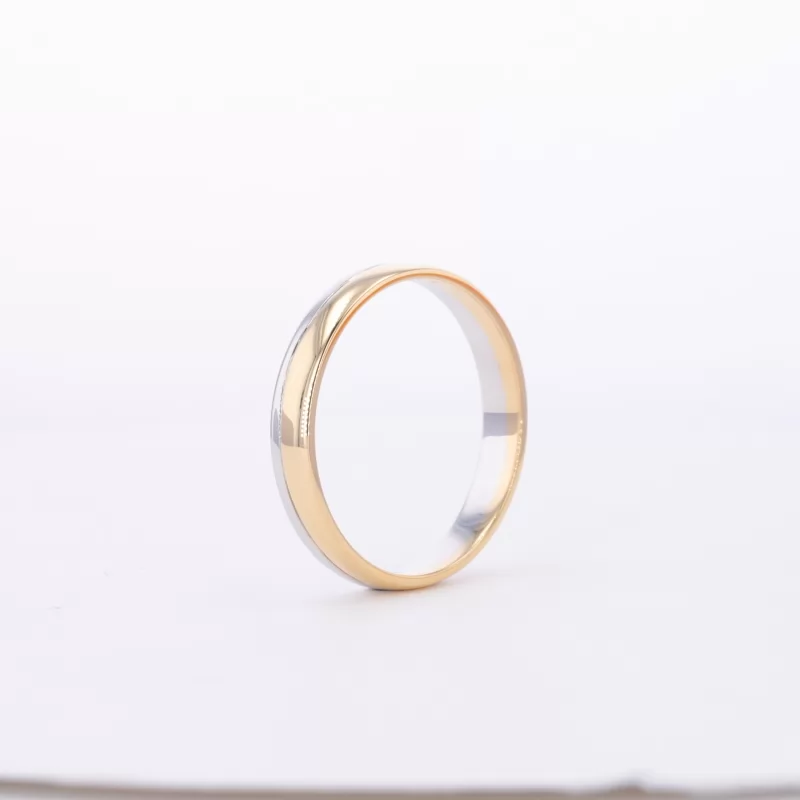 18K White & Yellow Gold Slightly Flat Comfort Fit Wedding Ring