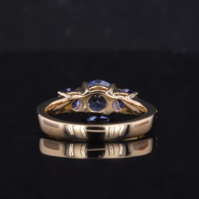 6mm Round Brilliant Cut Lab Gemstones Three Stone Engagement Rings
