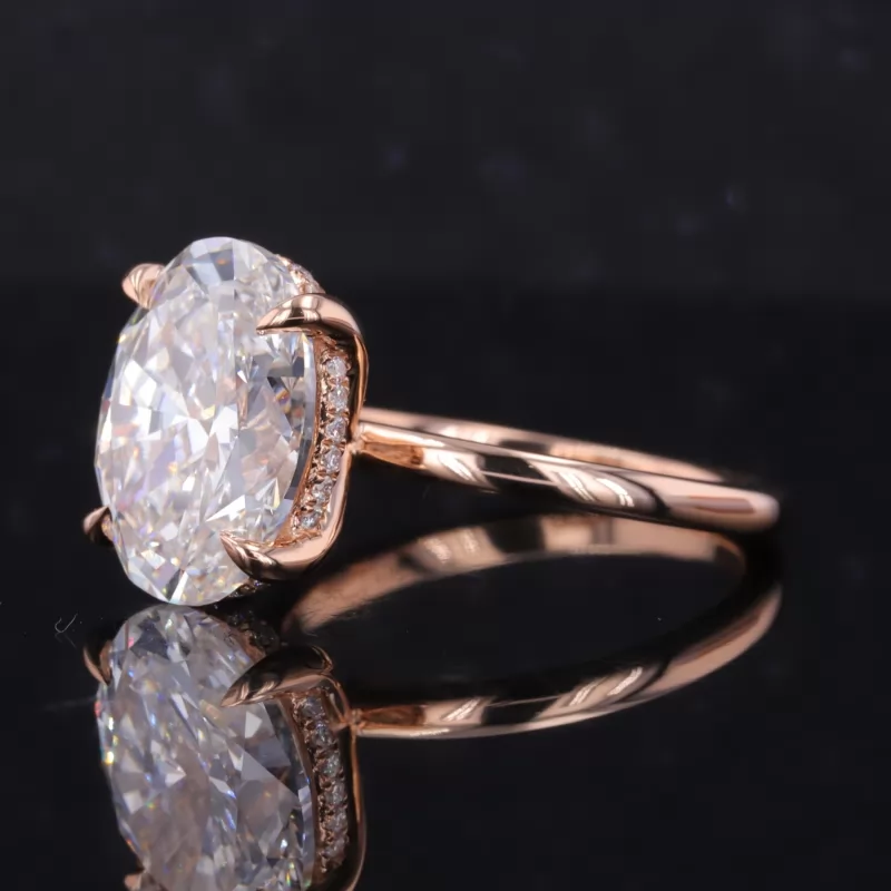 13.5×10.38mm Oval Cut Lab Grown Diamond 18K Rose Gold Solitaire Engagement Ring