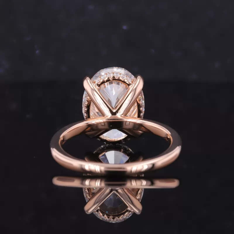 13.5×10.38mm Oval Cut Lab Grown Diamond 18K Rose Gold Solitaire Engagement Ring